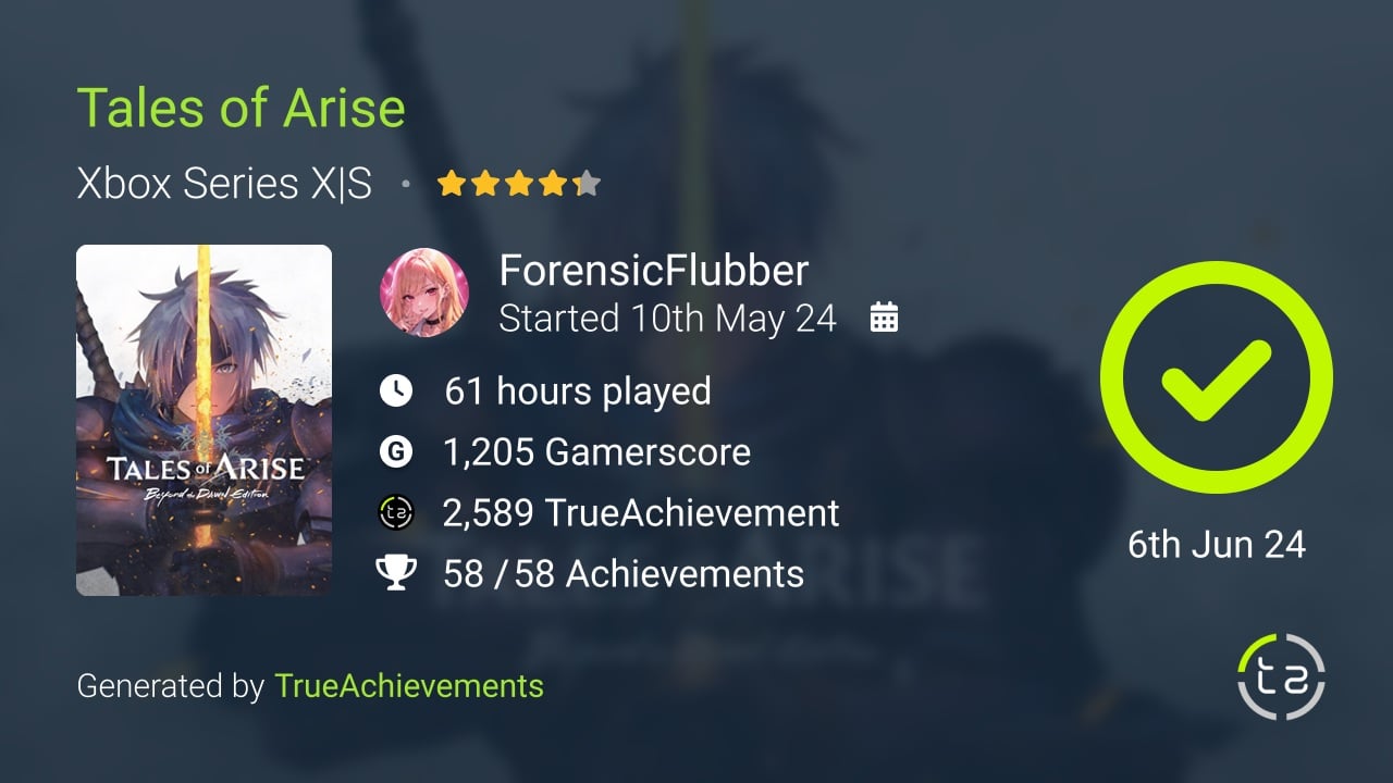 Tales of Arise achievement summary